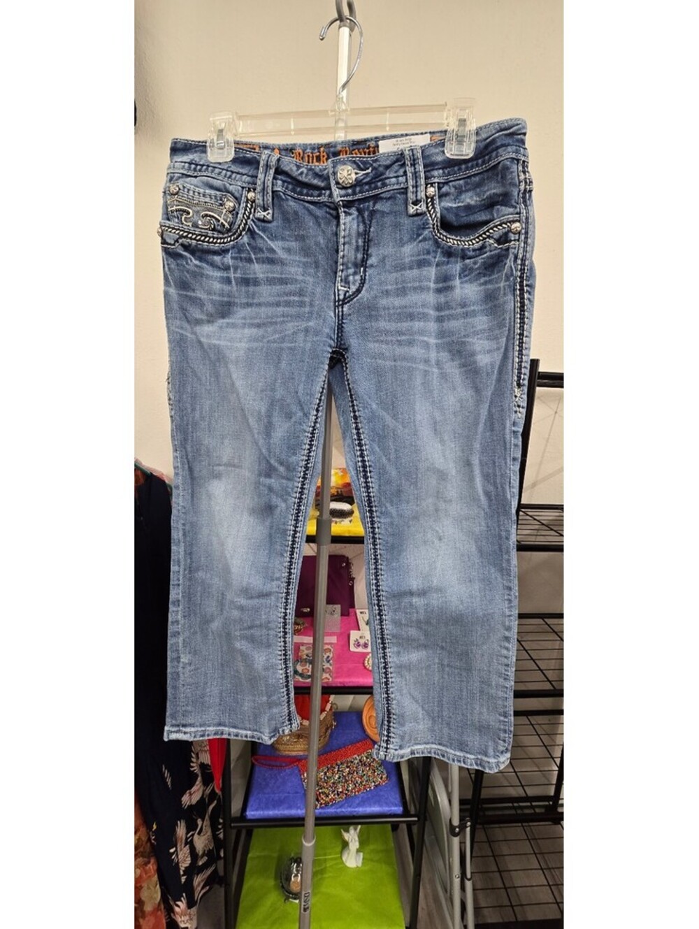 Rock Revival Mona Women’s Embellished Capri Jeans – Size 31